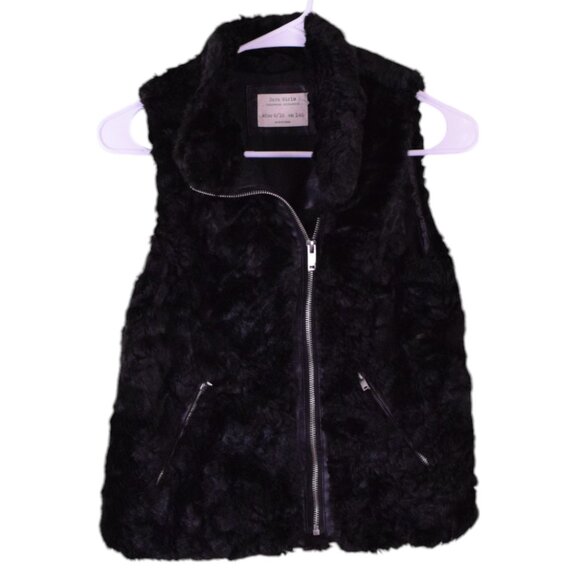 Zara Other - Zara Girls Black Fur Zipper Vest Y2K Winter Fall Warm Cozy Outerwear Grunge 9/10